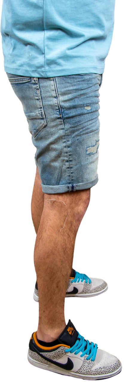 Pure Path The Steve Slim Fit Denim Short Blauw