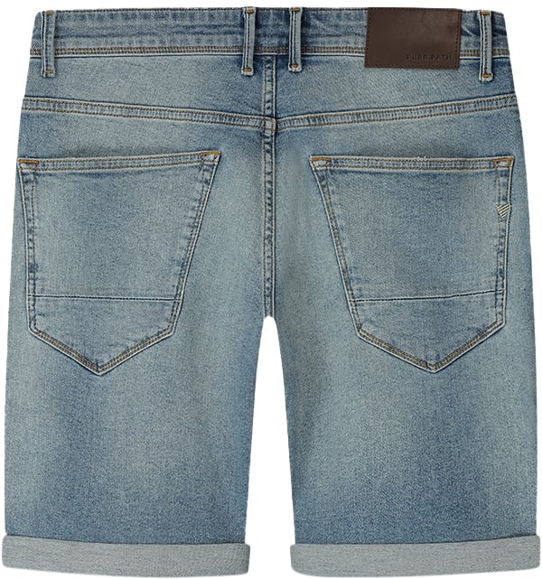 Pure Path The Steve Slim Fit Denim Short Blauw
