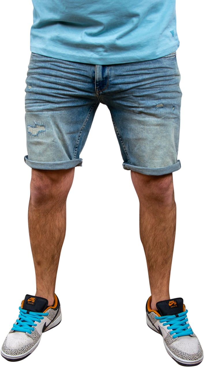 Pure Path Pure Path The Steve Slim Fit Denim Short Blauw