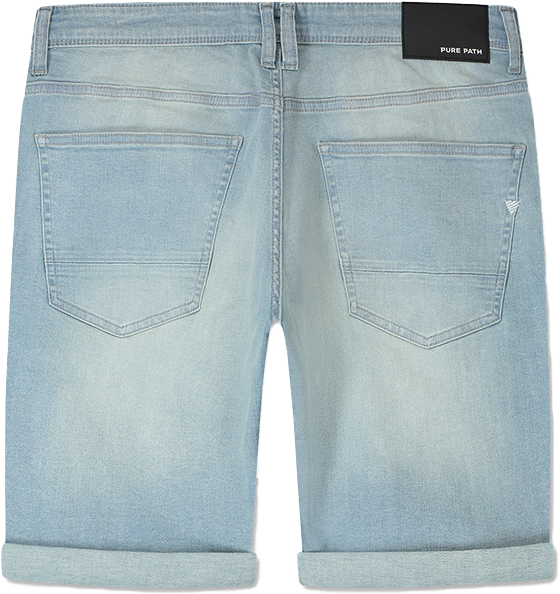 Pure Path Pure Path The Steve Slim Fit Denim Short Blauw