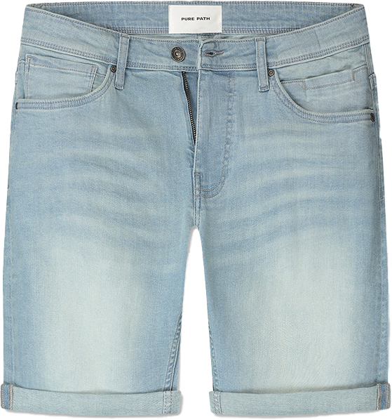 Pure Path Pure Path The Steve Slim Fit Denim Short Blauw