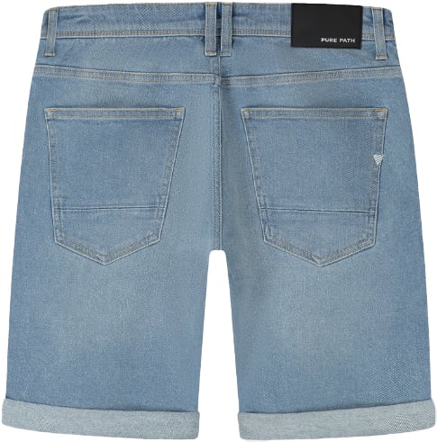 Pure Path Pure Path The Miles Slim Fit Denim Shorts Blauw