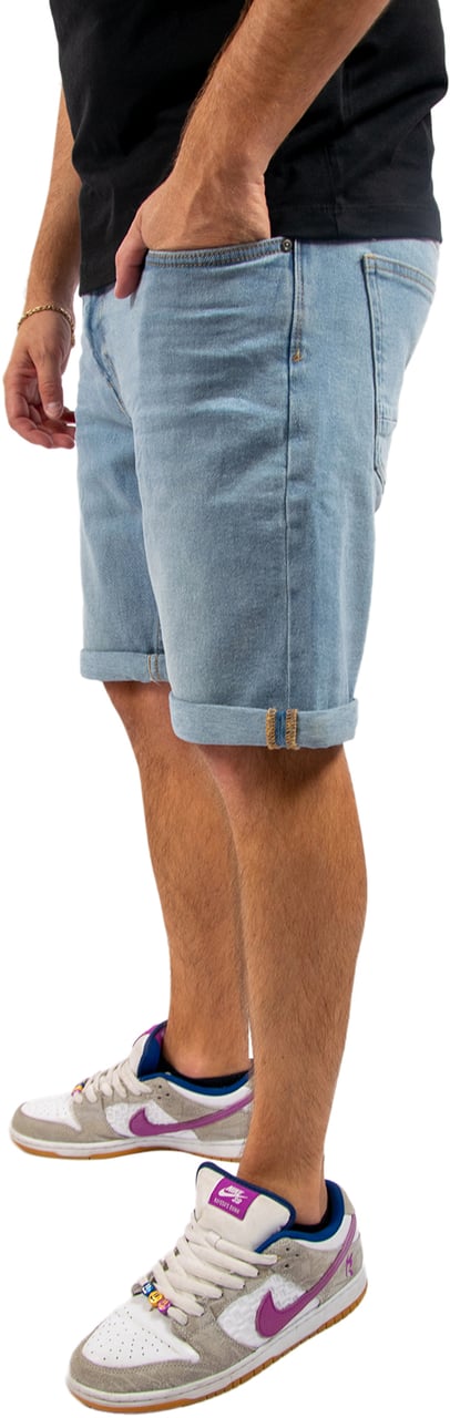 Pure Path Pure Path The Miles Slim Fit Denim Shorts Blauw