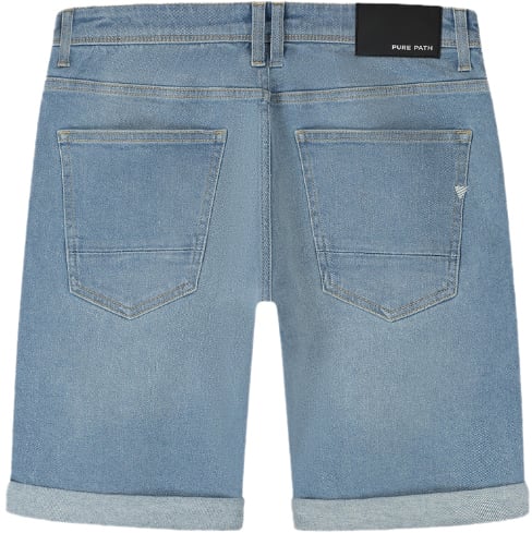 Pure Path The Miles Slim Fit Denim Shorts Blauw