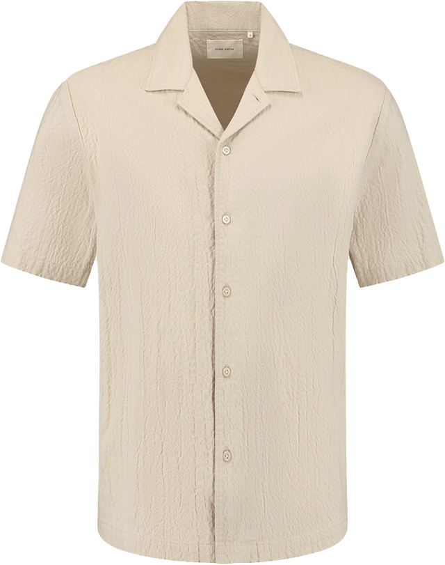 Pure Path Pure Path Overshirt Korte Mouw Beige