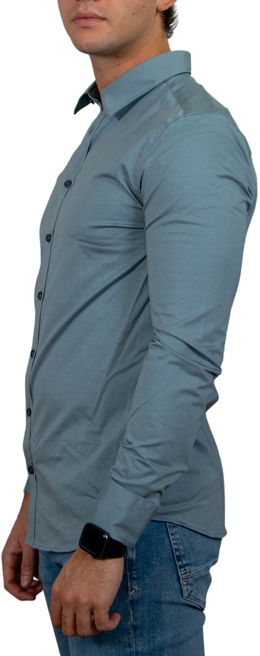 Pure Path Slim Fit Jersey Shirts Casual Blauw