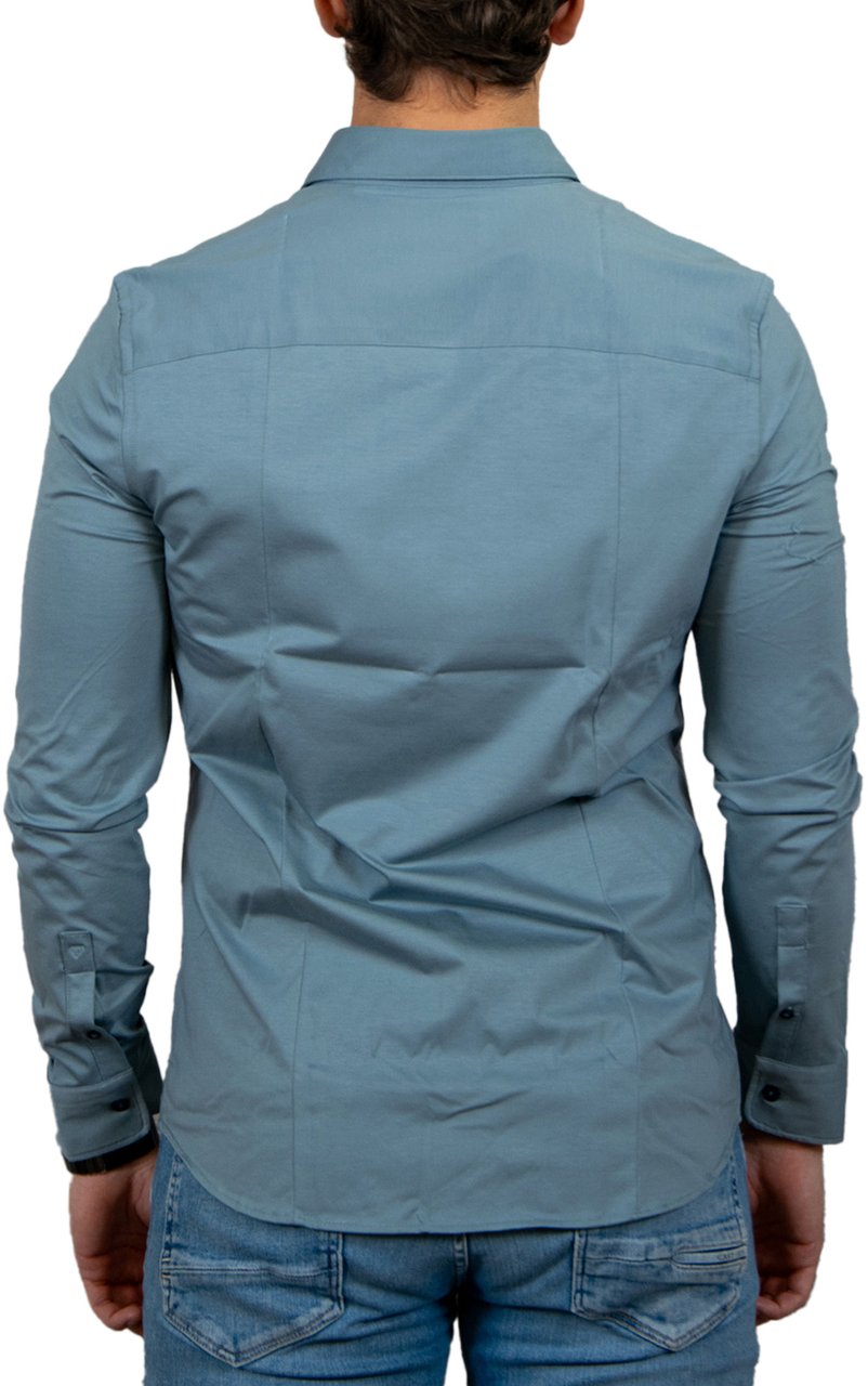 Pure Path Slim Fit Jersey Shirts Casual Blauw