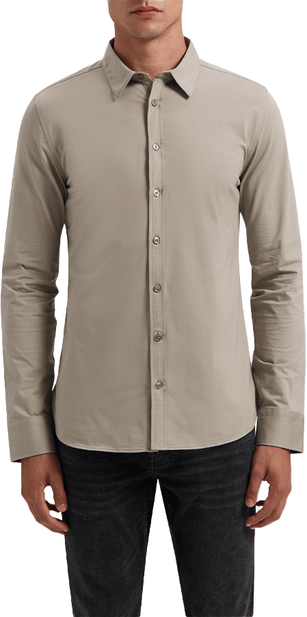 Pure Path Slim Fit Jersey Shirts Casual Beige