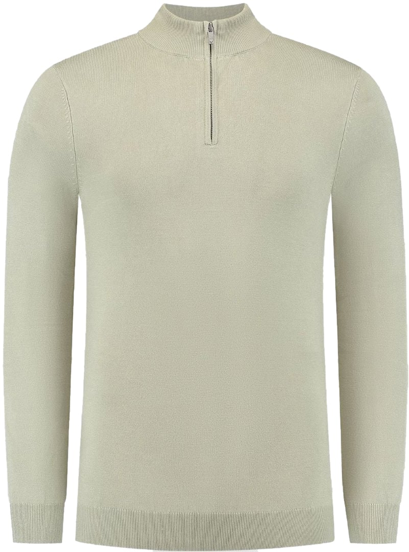 Pure Path Pure Path Essential Knitwear Halfzip LT Army Groen