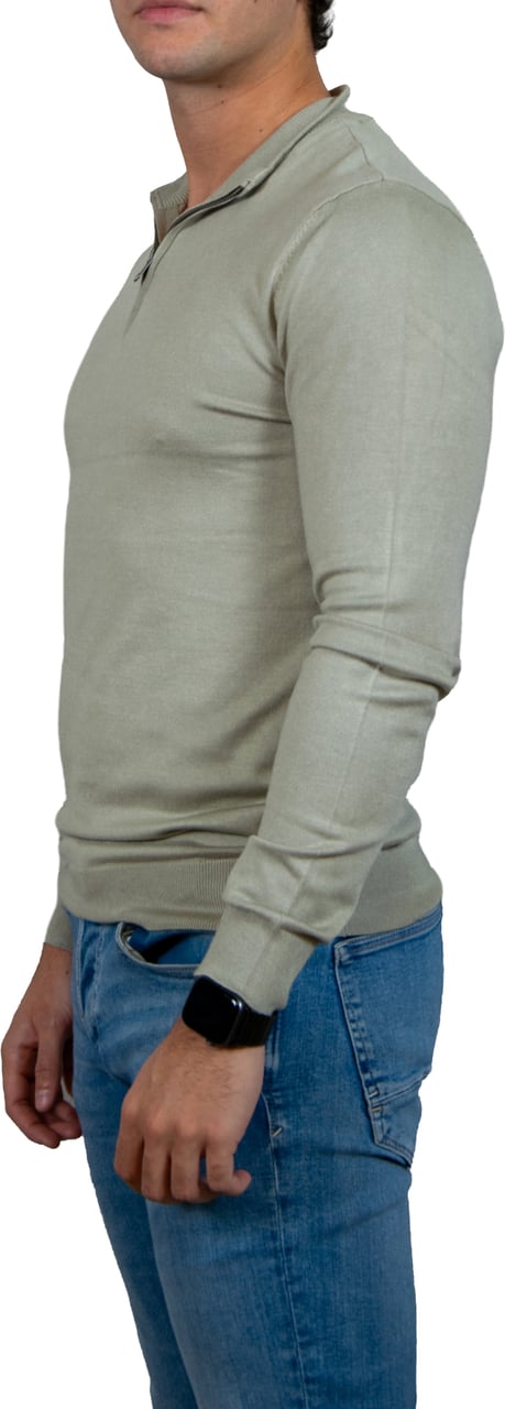 Pure Path Regular Fit Knitwear Halfzip LS Groen