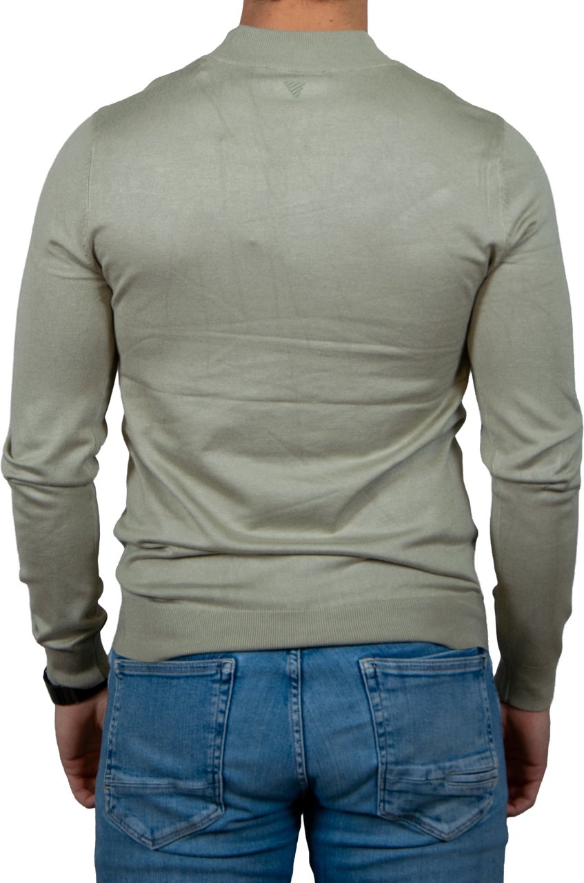 Pure Path Regular Fit Knitwear Halfzip LS Groen