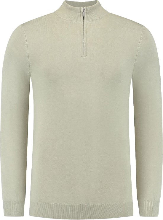 Pure Path Regular Fit Knitwear Halfzip LS Groen