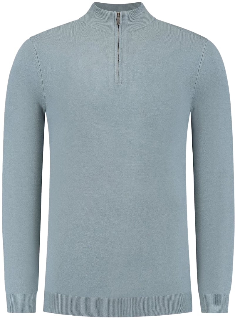 Pure Path Pure Path Essential Knitwear Halfzip Blue Grey Grijs