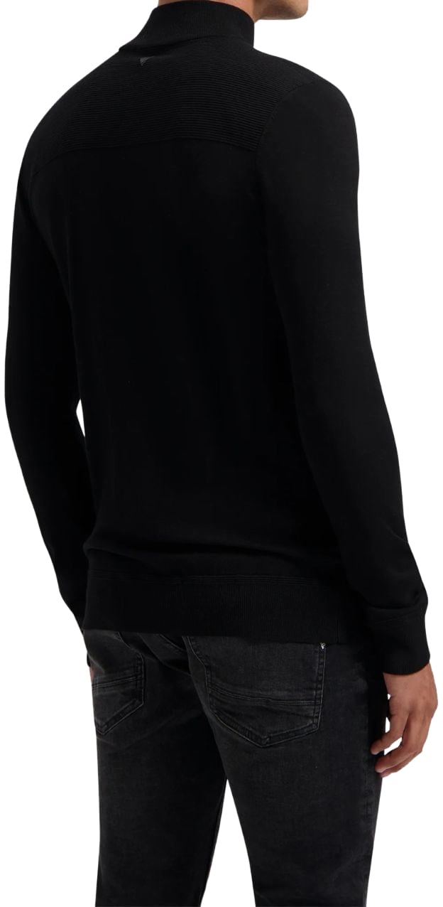 Pure Path Pure Path Ribbed Mockneck Knitwear Sweater Black Zwart