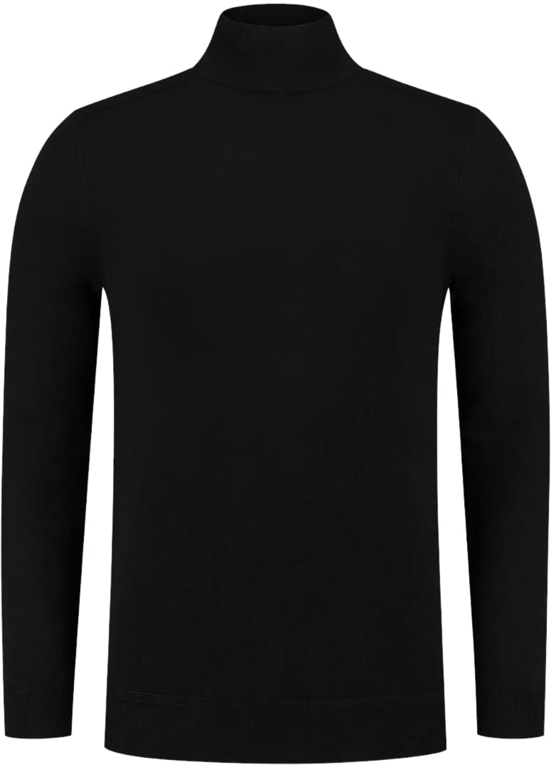 Pure Path Pure Path Ribbed Mockneck Knitwear Sweater Black Zwart