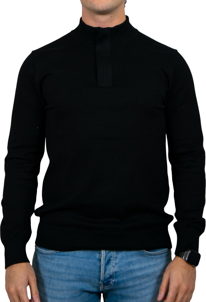 Pure Path Regular Fit Knitwear Halfzip LS Zwart