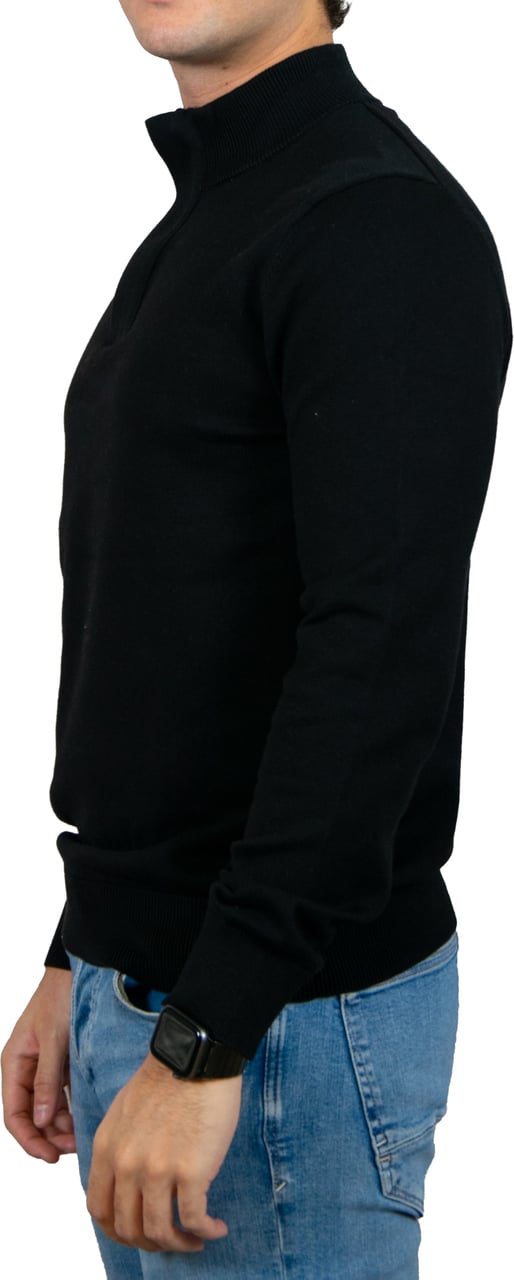Pure Path Regular Fit Knitwear Halfzip LS Zwart