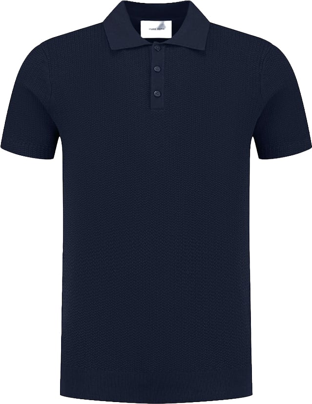 Pure Path Regular Fit Polo SS Knitwear Blauw