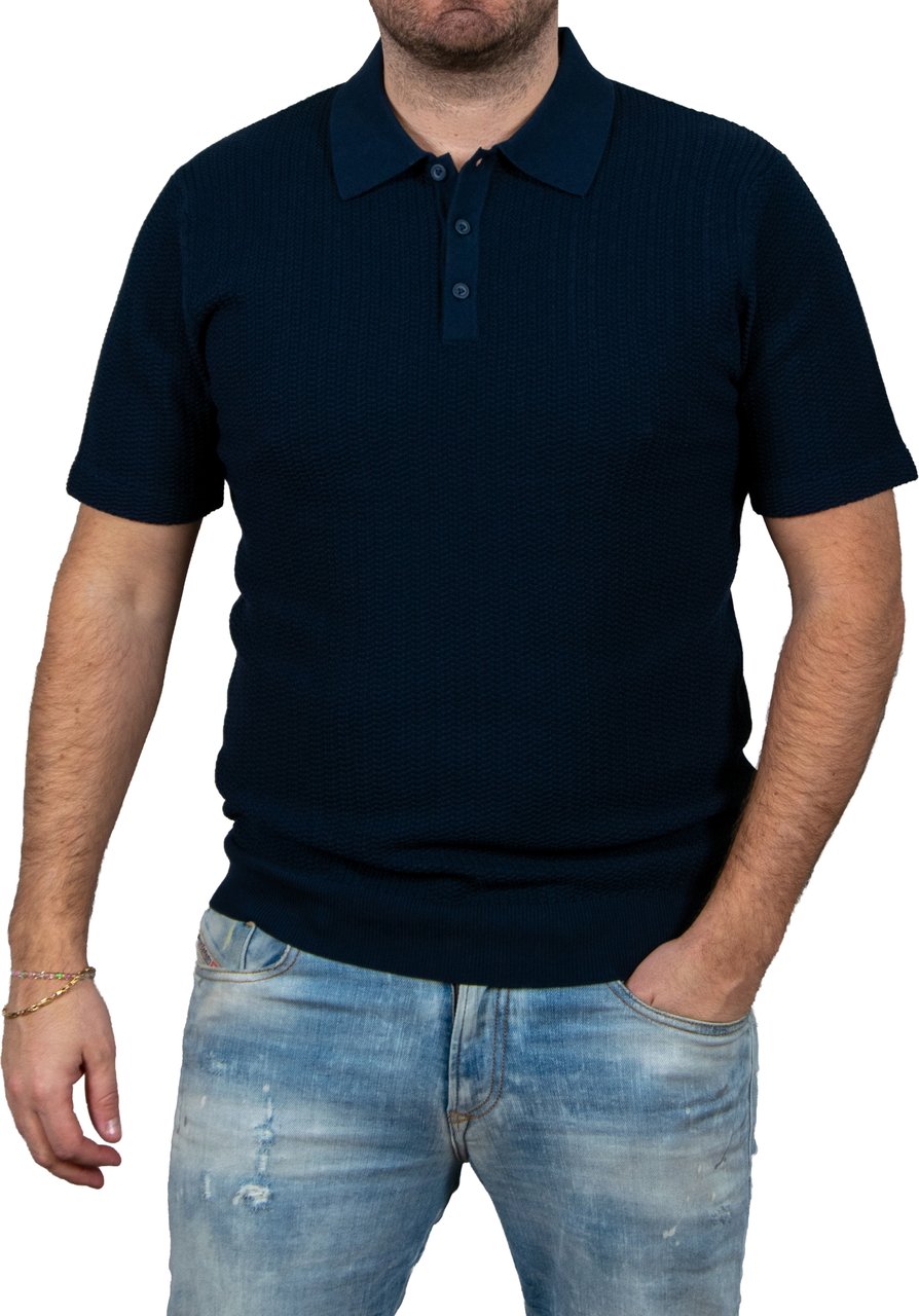 Pure Path Regular Fit Polo SS Knitwear Blauw
