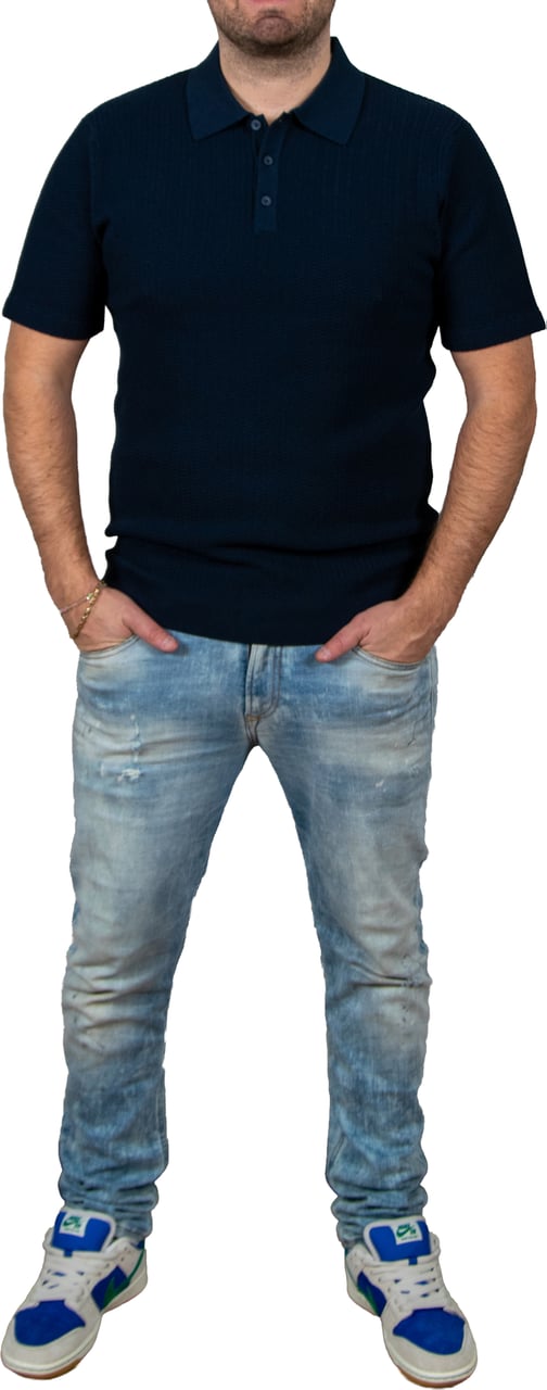 Pure Path Regular Fit Polo SS Knitwear Blauw