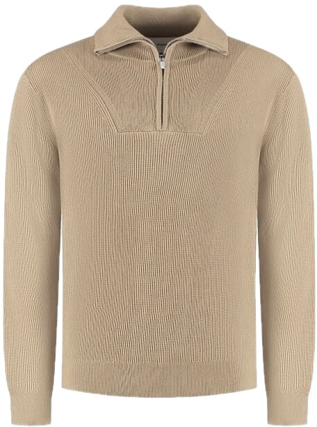 Pure Path ssential knitwear halfzip sweater Taupe