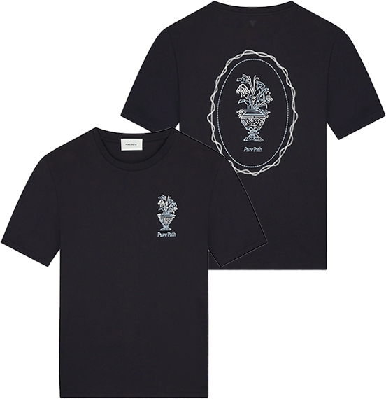 Pure Path Pure Path Embroidered Vase T-Shirt Blauw