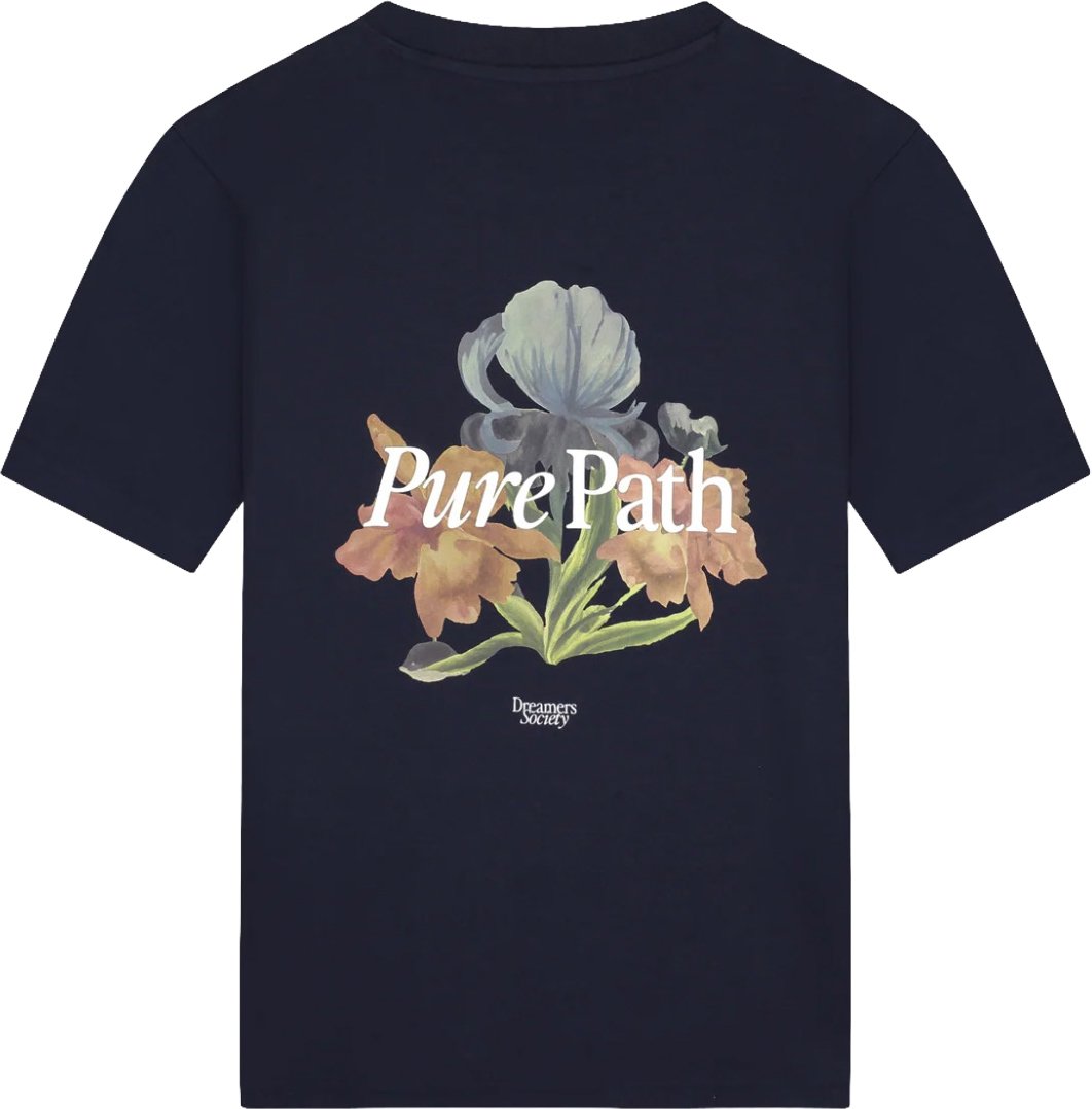 Pure Path Trio of flowers T-shirt Dark Navy Blauw