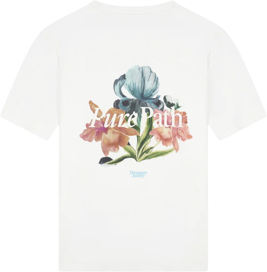 Pure Path Trio of flowers T-shirt Off White Wit