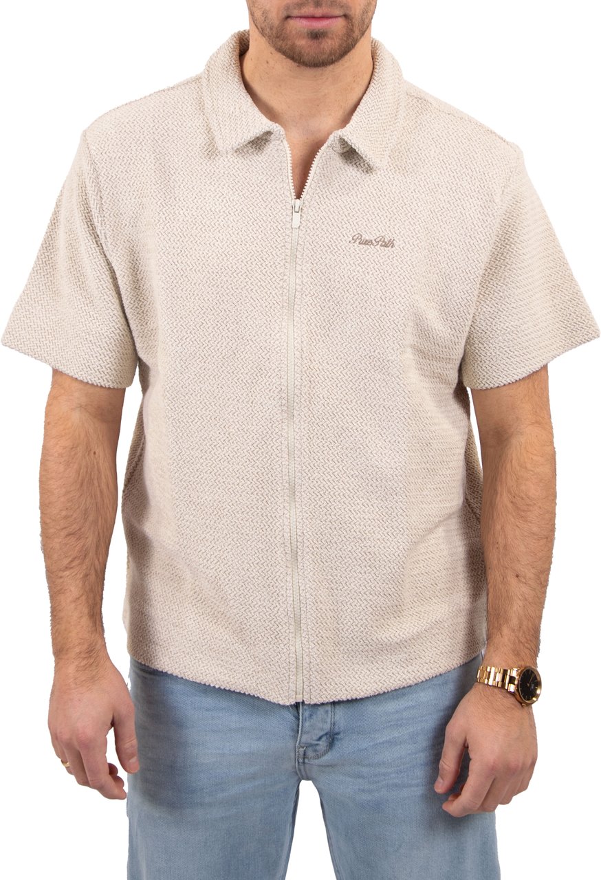 Pure Path Pure Path Structured Shortsleeved Shirt Beige