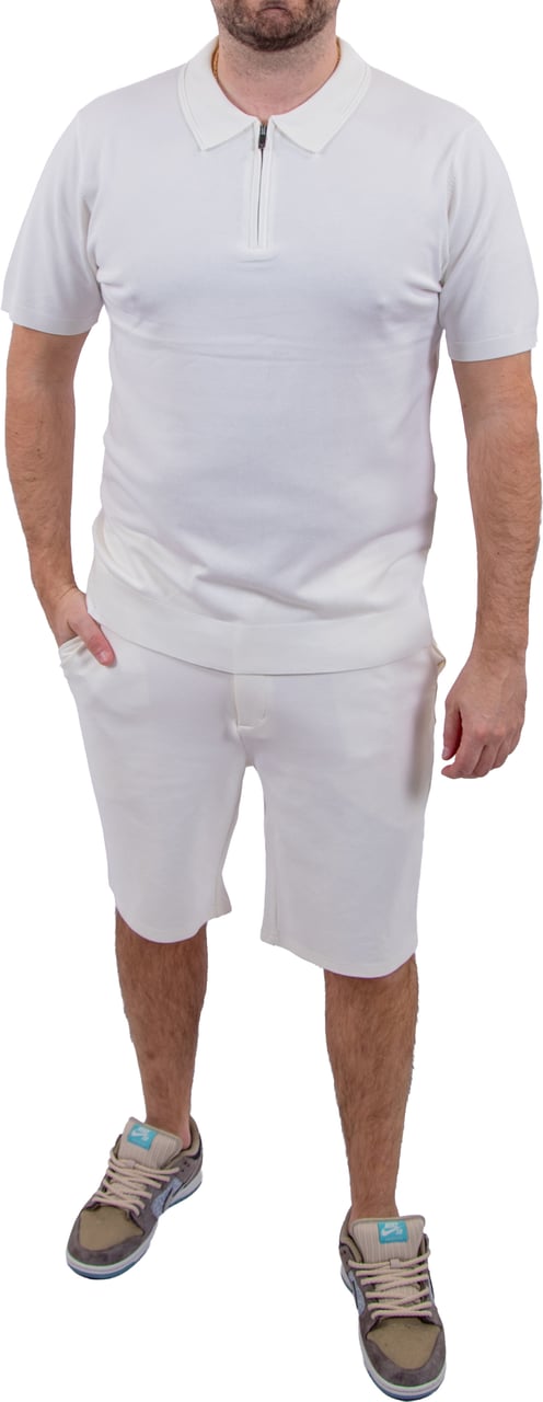 Pure Path Zip Knitted Polo Beige