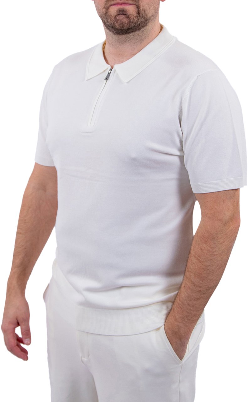 Pure Path Zip Knitted Polo Beige