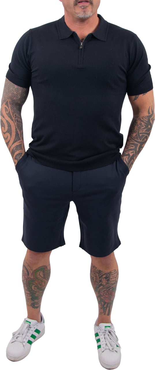 Pure Path Zip Knitted Polo Blauw