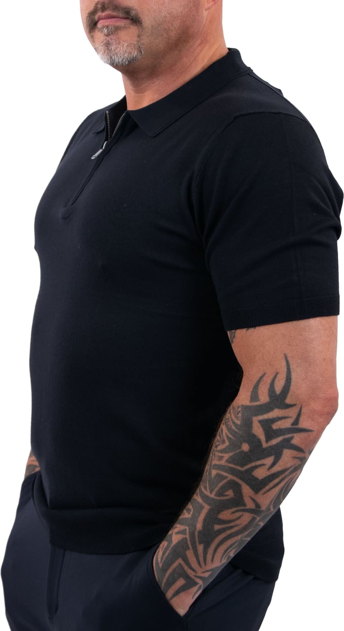Pure Path Zip Knitted Polo Blauw