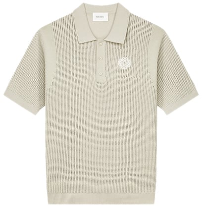 Pure Path Openwork Knitted Polo Beige