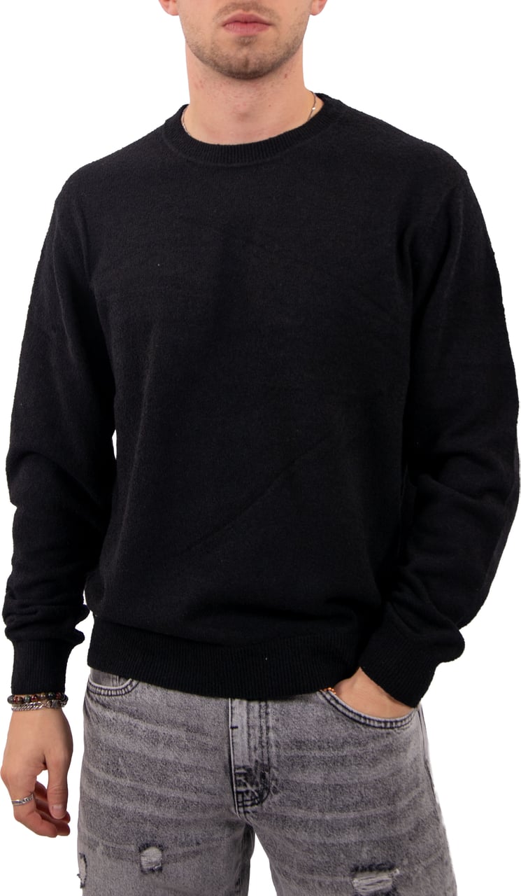 Pure Path Towel Soft Boucle Knitted Crewneck Zwart
