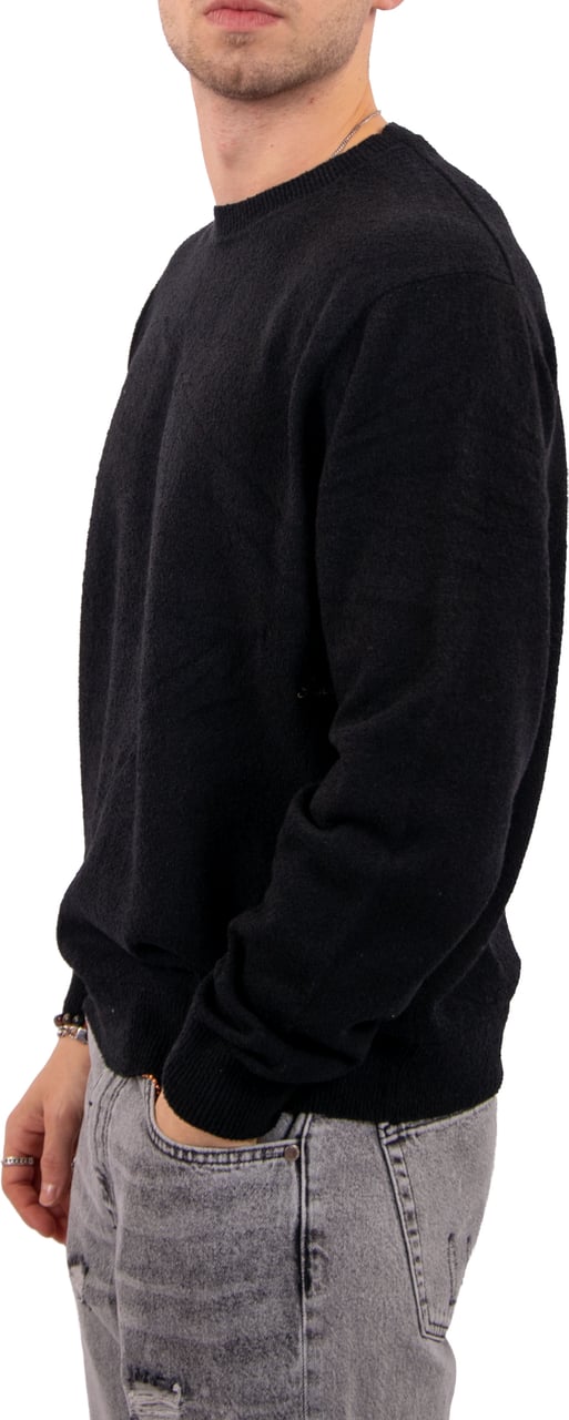 Pure Path Towel Soft Boucle Knitted Crewneck Zwart