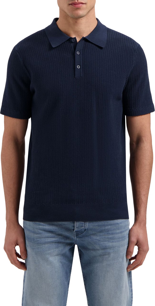 Pure Path Braided Knitwear Polo 25010815 Navy Navy