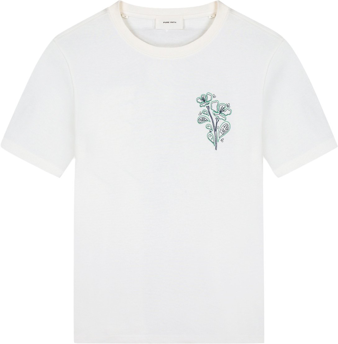 Pure Path Embroidered Flower T-shirt 26010120 45 Off White Wit