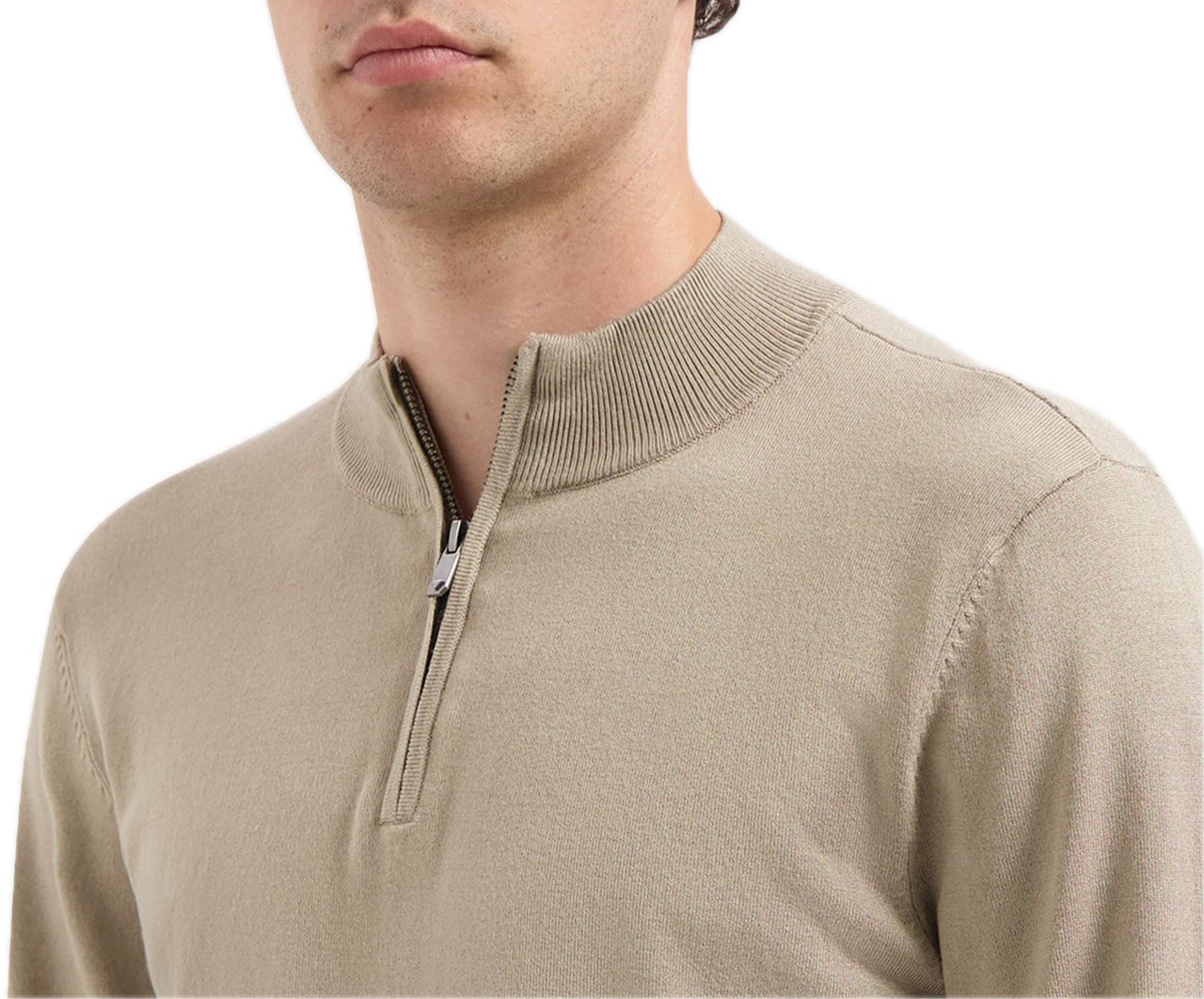 Pure Path Essential knit half-zip 10815 taupe Taupe