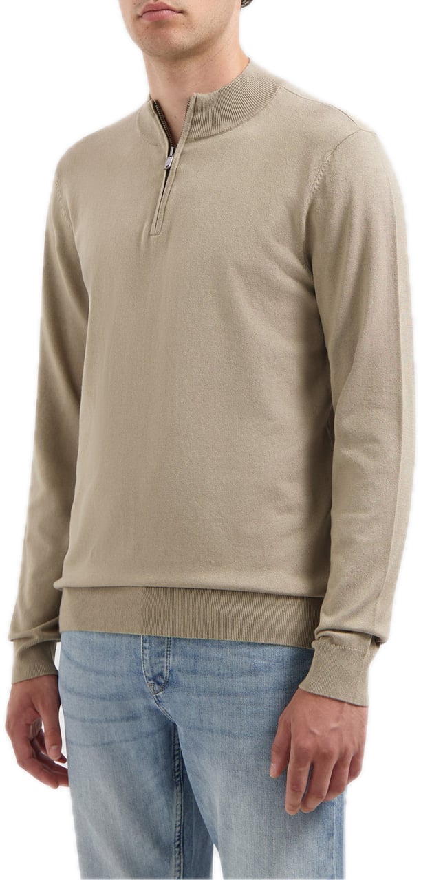 Pure Path Essential knit half-zip 10815 taupe Taupe