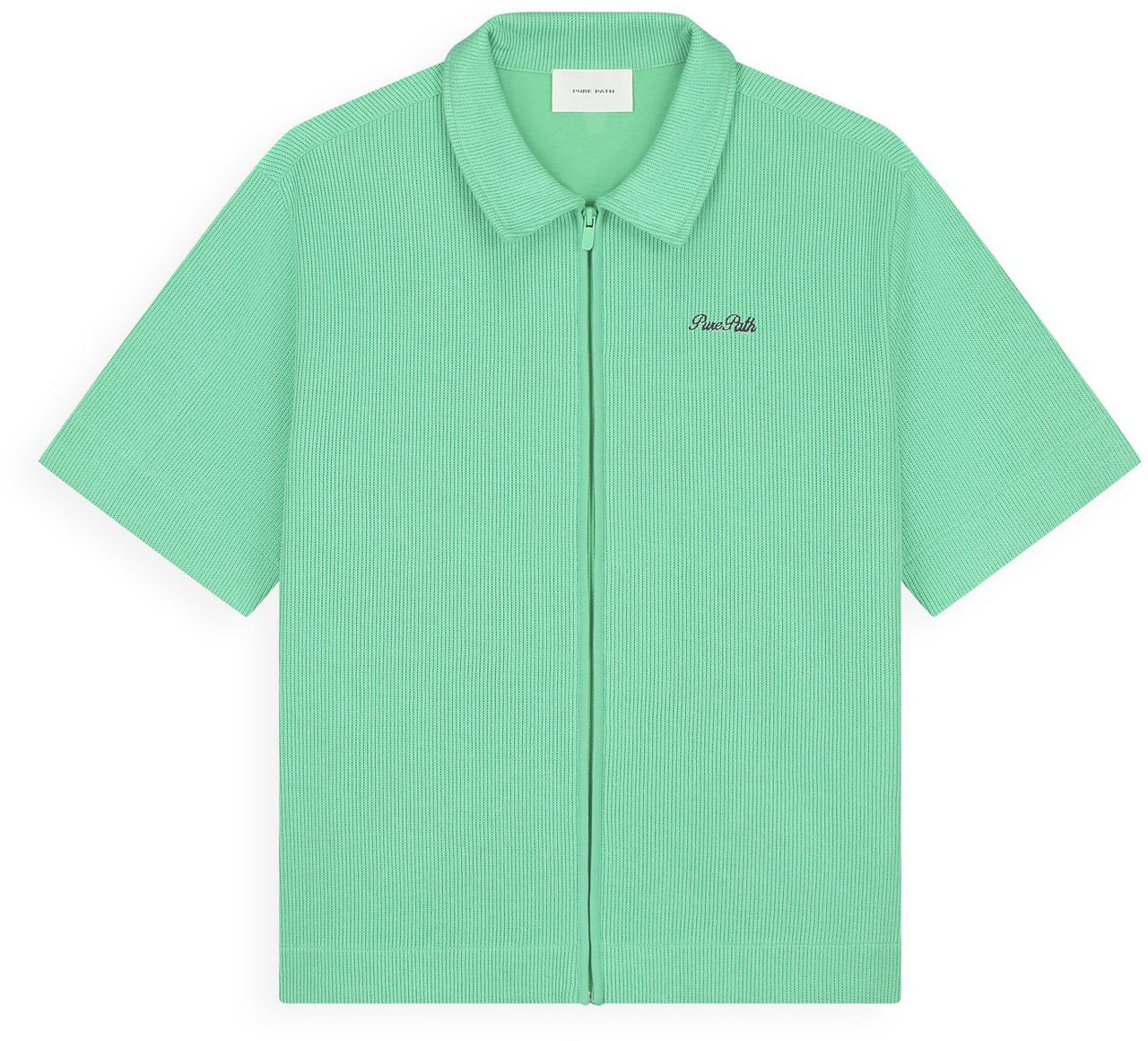 Pure Path Italian Dream Zipped Shortsleeved Shirt 26010222 52 Emerald Divers