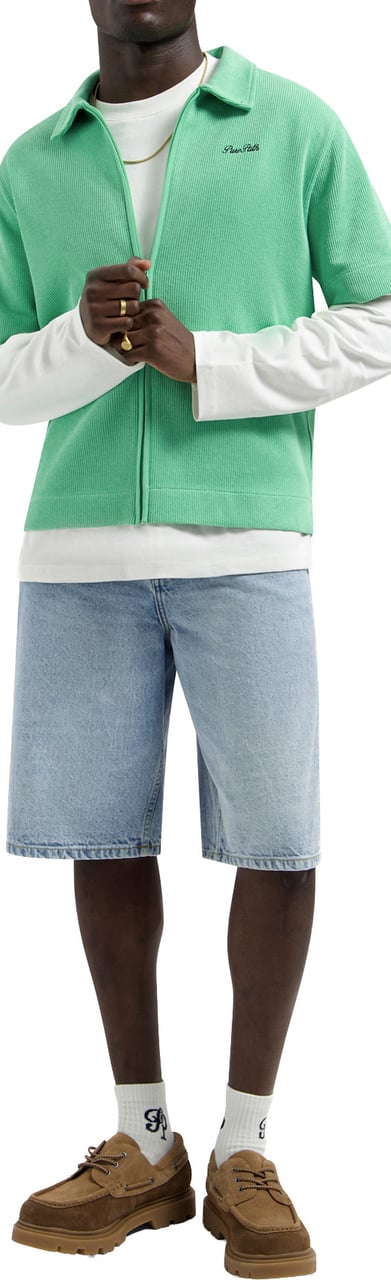 Pure Path Italian Dream Zipped Shortsleeved Shirt 26010222 52 Emerald Divers