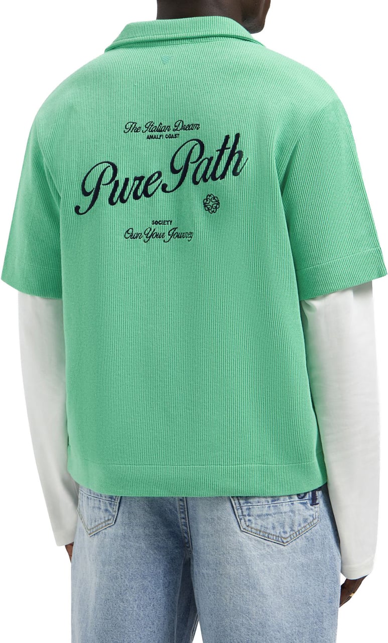 Pure Path Italian Dream Zipped Shortsleeved Shirt 26010222 52 Emerald Divers