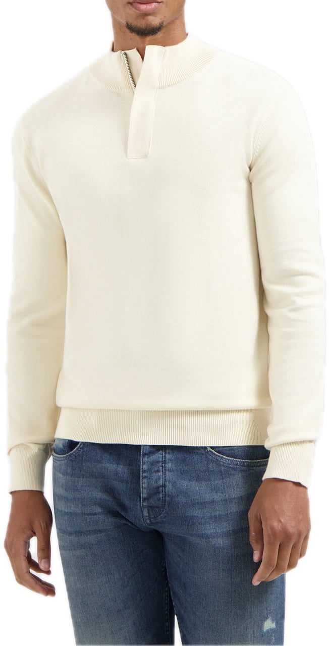 Pure Path Hidden Half-zip 25030815 ecru Wit
