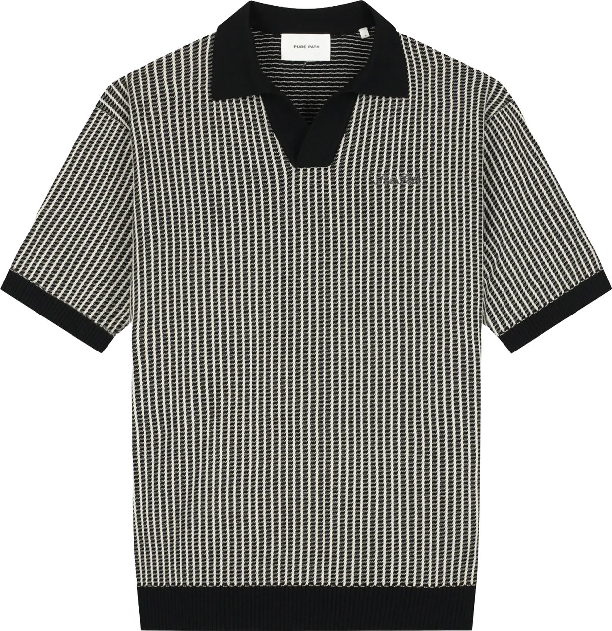 Pure Path Ladder Stitch polo Knit 26010807 Zwart