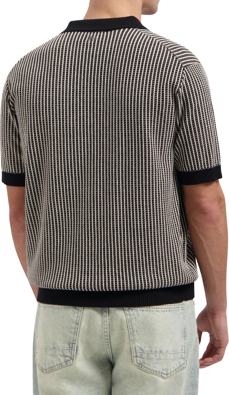 Pure Path Ladder Stitch polo Knit 26010807 Zwart