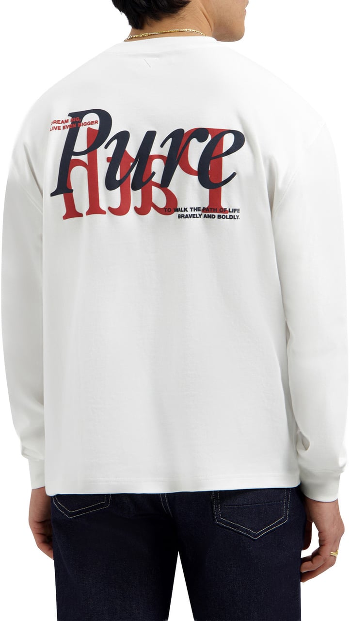 Pure Path Mirror Logo Longsleeve T-shirt 26010128 Off White 45 Wit