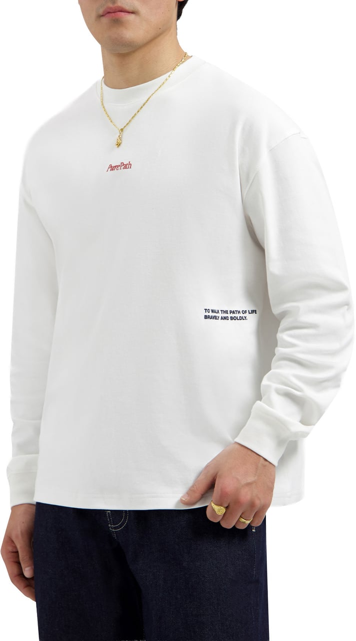 Pure Path Mirror Logo Longsleeve T-shirt 26010128 Off White 45 Wit