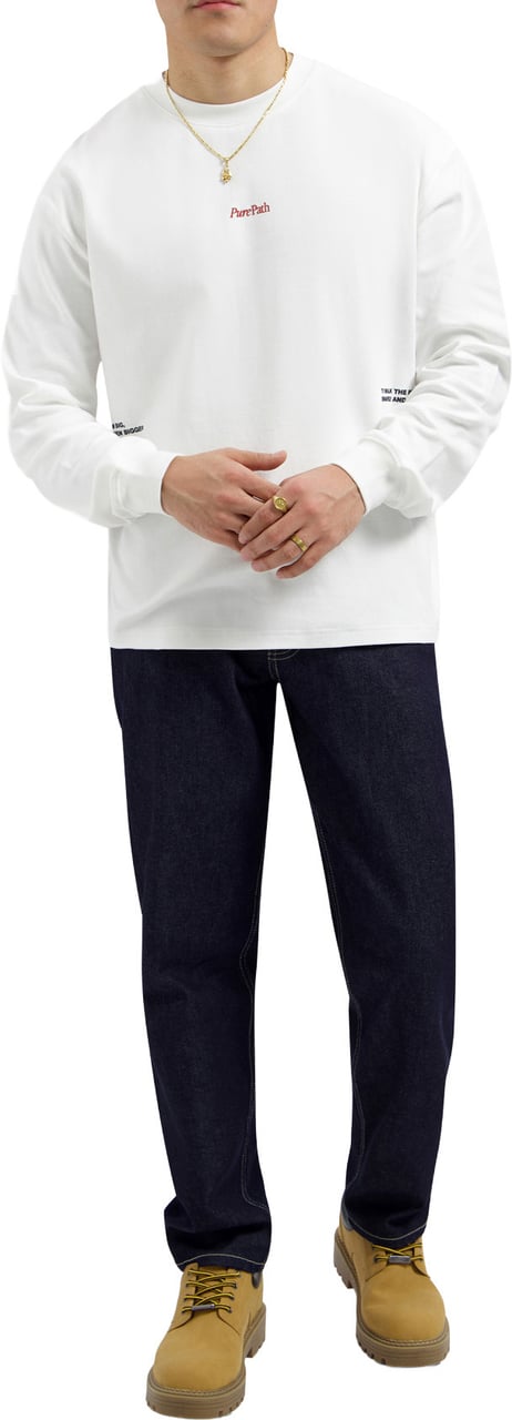 Pure Path Mirror Logo Longsleeve T-shirt 26010128 Off White 45 Wit