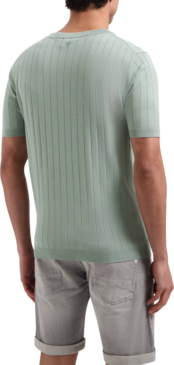 Pure Path Vertical Striped Knitwear T-Shirt 25010804 Army Green Groen